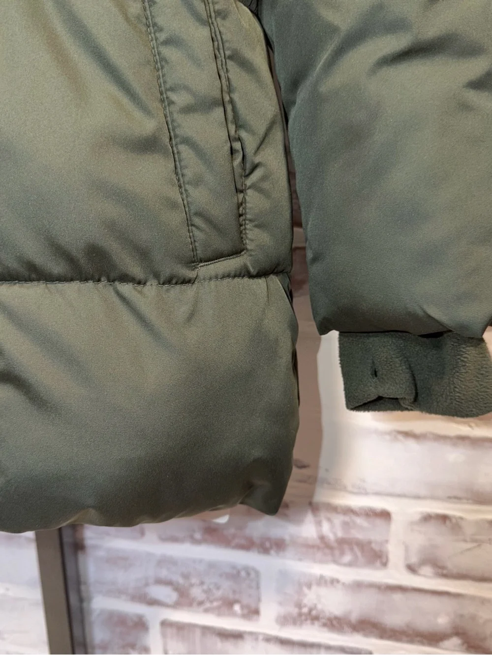 Kids Hooded Puffer winter Coat - Olive Green youth medium